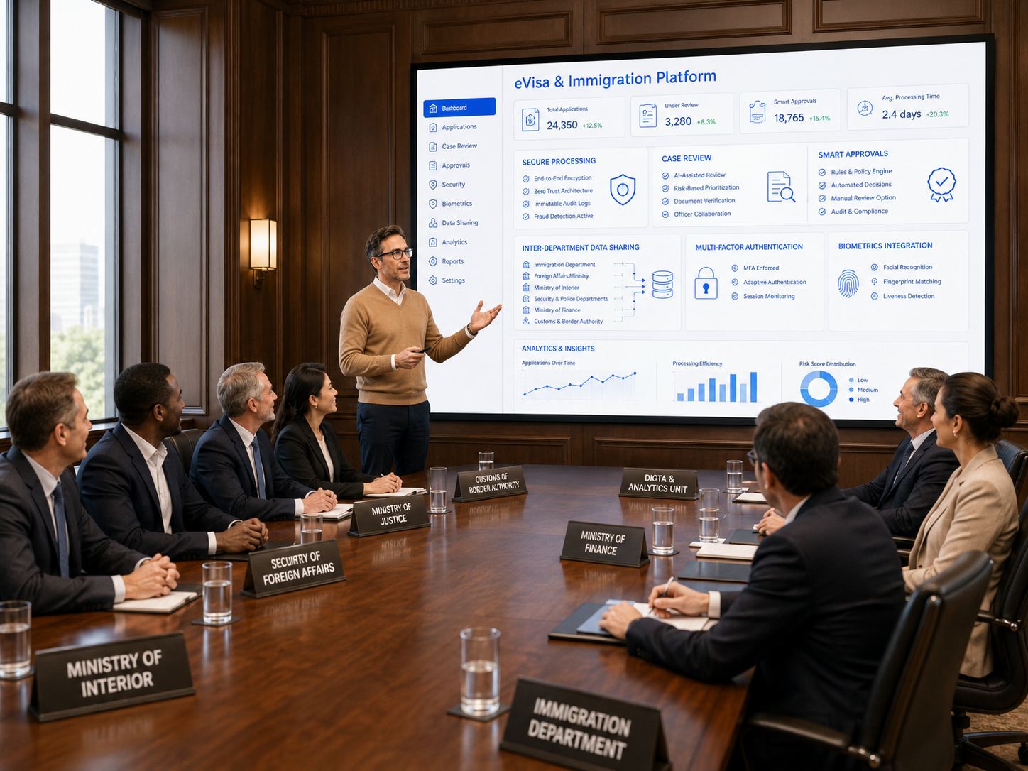 eVisa and Immigration Platform analytics dashboard slide