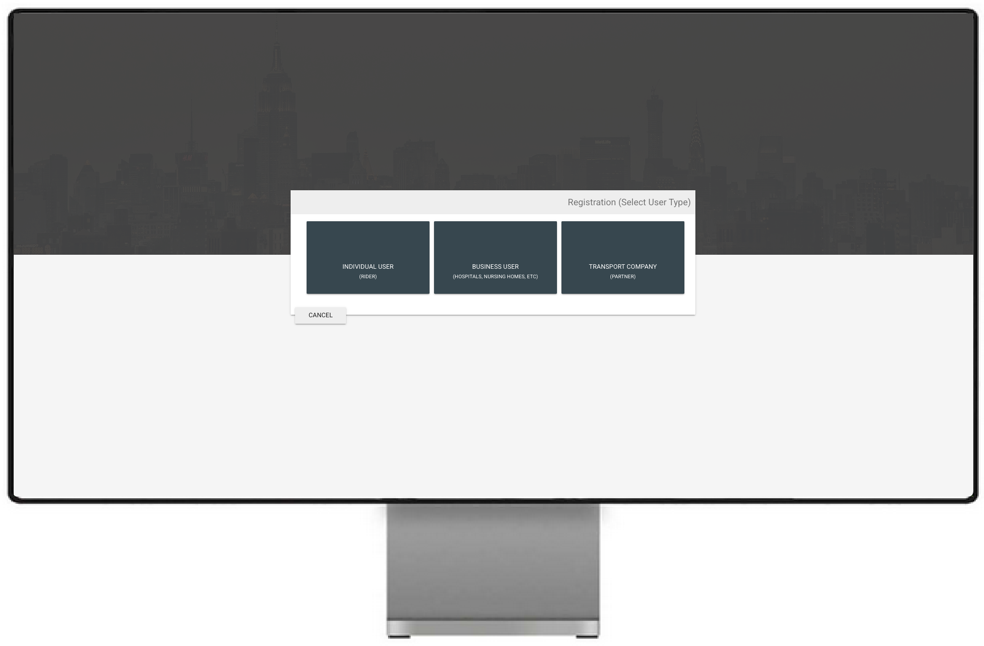 NEMT registration screen on desktop monitor