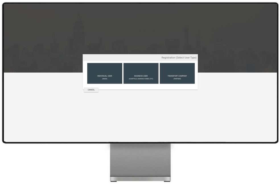 NEMT registration screen on desktop monitor