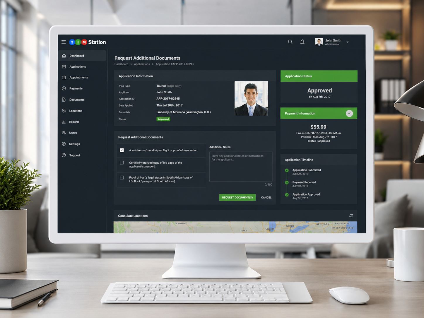 Request Additional Documents screenshot for the eVisa and Immigration Platform