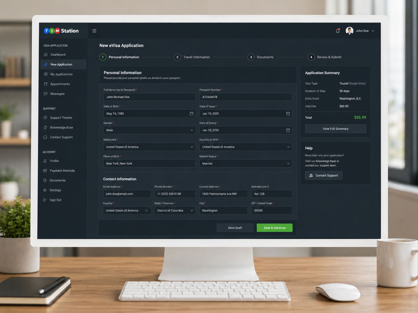 New eVisa Application screenshot for the eVisa and Immigration Platform